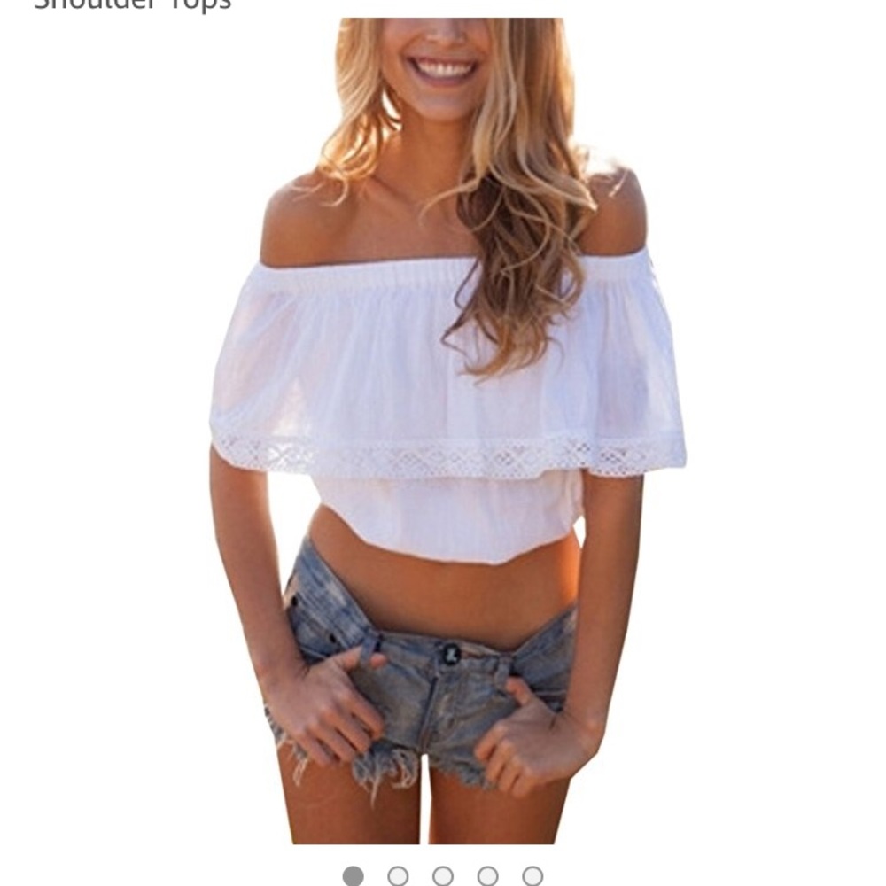 White off-shoulder crop top